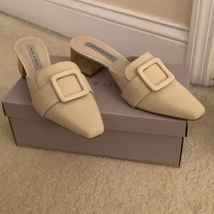 Charles & Keith Beige Buckle Mules